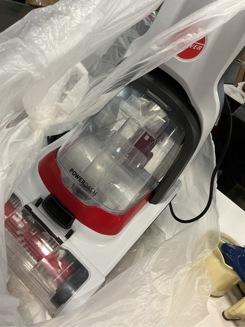 Condition photo showing As Is for hoover powerdash pet advanced compact carpet cleaner machine with above floor cleaning, lightweight carpet shampooer machine, pair with a hoover carpet cleaner solution for a bright, refreshed home powerdash advanced