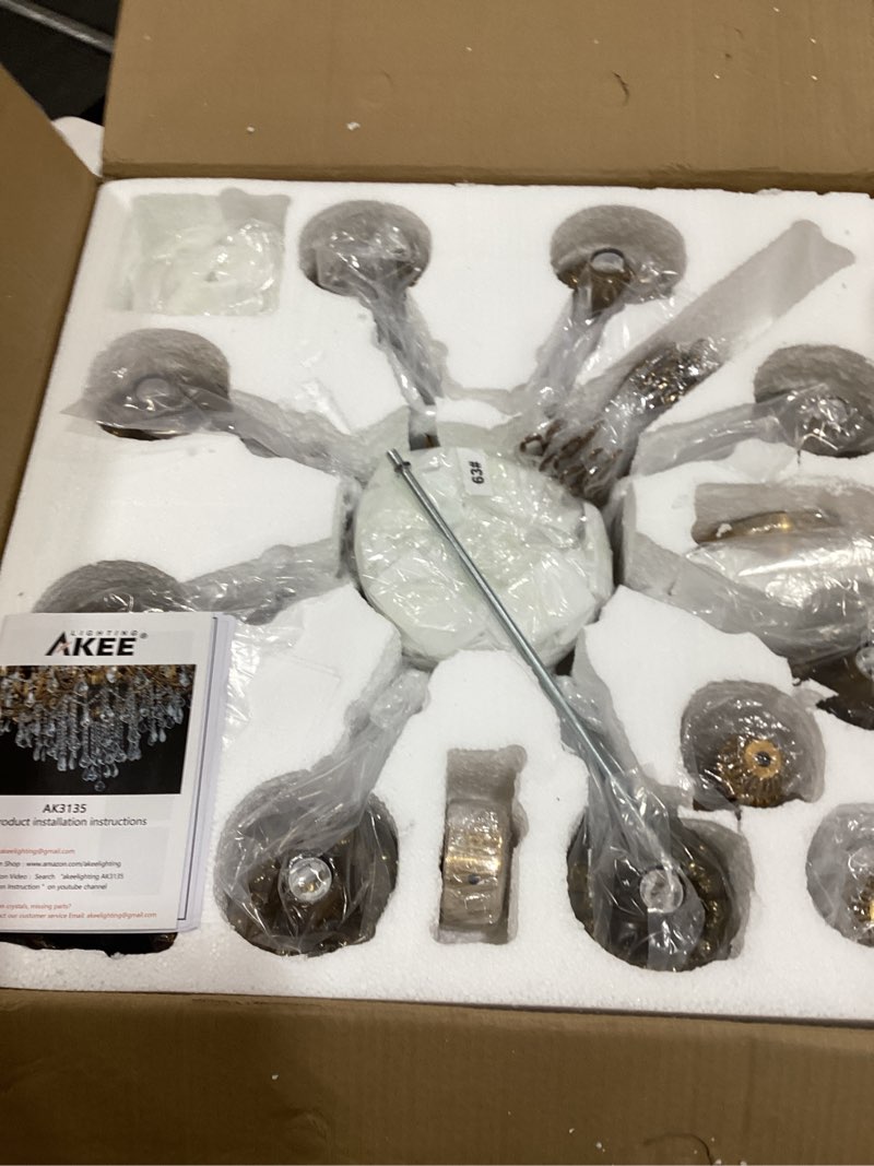 Condition photo showing Good Condition for antique gold crystal chandelier lighting 8-light contemporary chandeliers classic crystal candle island lighting dining room foyer entrance light fixture 27" d27" - 8 lights