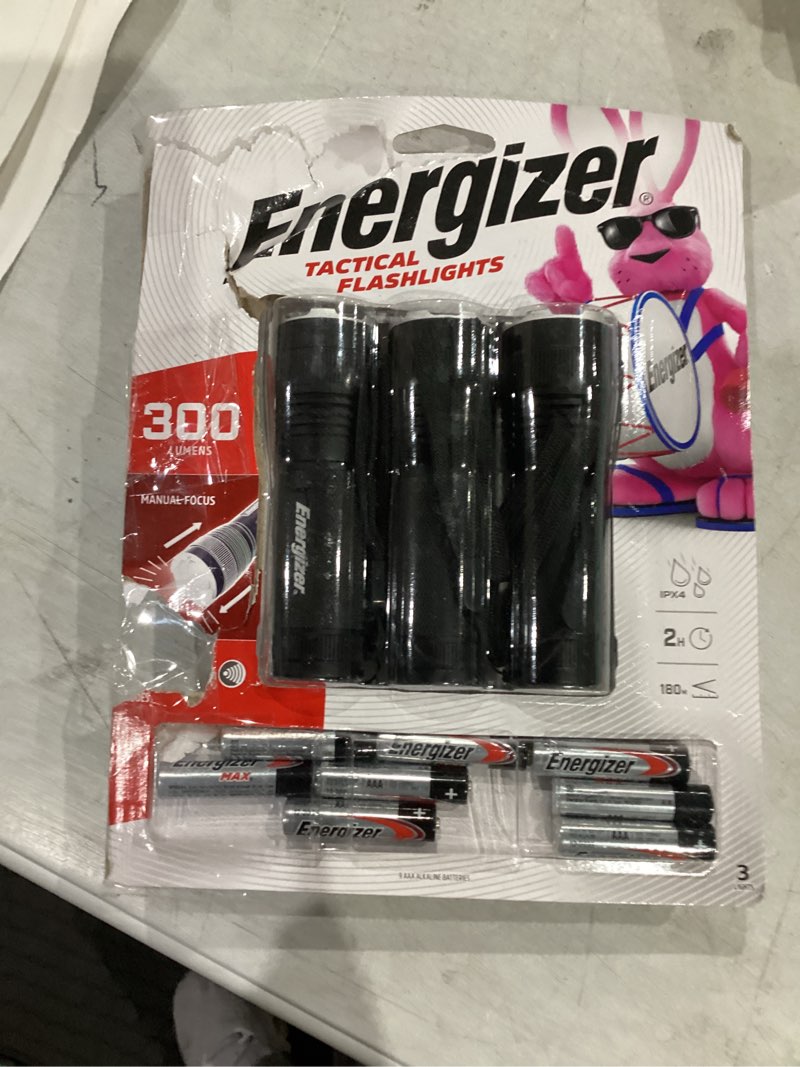 Condition photo showing New/Like New for energizer t-300 led flashlights (3-pack), bright flash light for tactical edc, camping, and emergencies (batteries included)