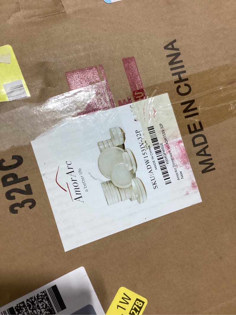 AmorArc Ceramic Dinnerware Sets with Pasta Bowls for 8, Handpainted Plates and Bowls Set with Rustic