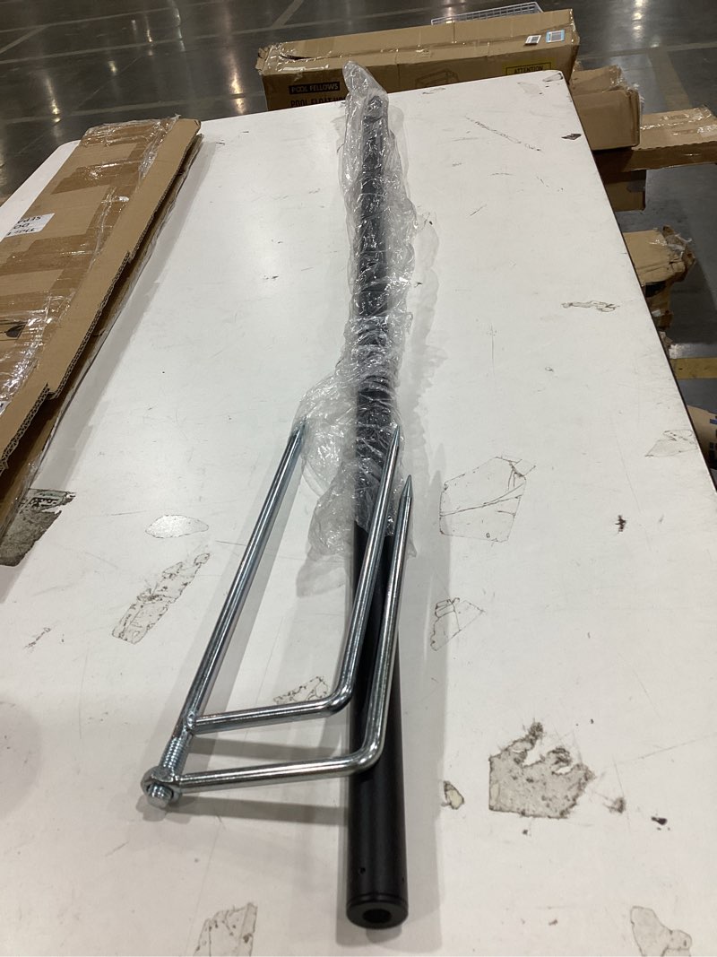 Condition photo showing As Is for full size weathervane garden pole with three pronged ground stake fits up to 3/4" rod, fit lawns, flower beds, patios, or country farmhouses, black powder coated stee, 55"