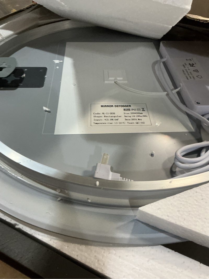 Condition photo showing Good Condition for led bathroom mirror 24 inch round bathroom mirror with lights, circle led mirror, wall mounted lighted bathroom with 3 colors brightness, anti-fog, dimmable, shatter-proof 3 colors 24"l x 24"w
