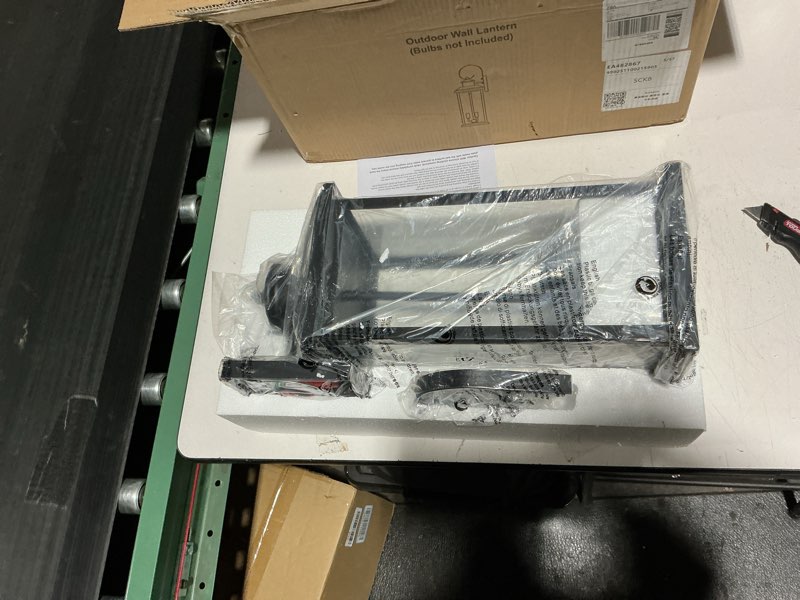 Condition photo showing Good Condition for large outdoor wall light fixture: 24in black 3-light modern porch lantern, waterproof exterior lighting sconce wall mount, outside lamp for house garage e12 base 1 pk no sensor black