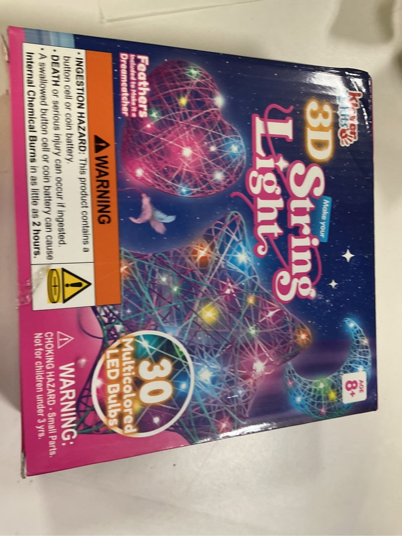 Condition photo showing New/Like New for Klever Kits 3D String Art Kit for Kids, Light Up String Light Toy with 30 Multi-Colored LED Bulbs, Arts and Crafts Set, Birthday Gifts for Girls and Boys Ages 8+