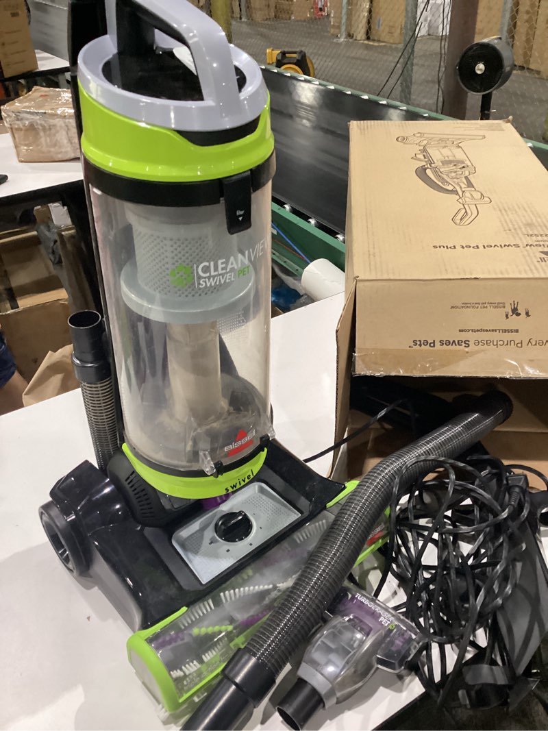 Condition photo showing Good Condition for used bissell cleanview swivel pet upright vacuum, swivel steering for maneuverability, triple action brush roll for pet hair, large capacity dirt tank & scatter-free tech, 2252 green