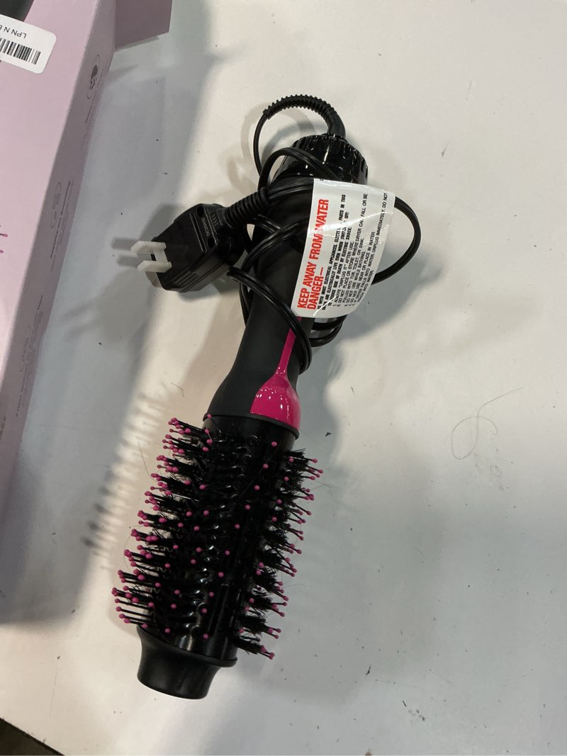 Condition photo showing As Is for hair dryer brush blow dryer brush in one, upgraded 4 in 1 hair dryer and styler volumizer with negative ion anti-frizz ceramic titanium barrel hot air hair straightener brush black/pink