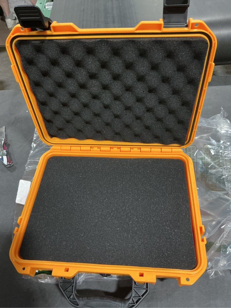 Condition photo showing New/Like New for 1 Pcs 14.3 x 11.4 x 4.5 Inch Waterproof Hard Case with DIY Customizable Foam Insert Portable Protective Case with Knife for Camera Drones Equipments Tools Test Instruments (Yellow) 14.3 x 11.4 x 4.5 Inch Yellow