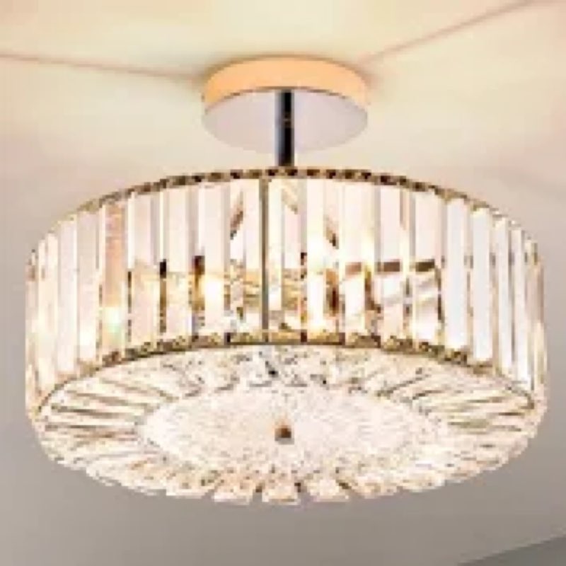 4-light crystal semi flush mount ceiling light