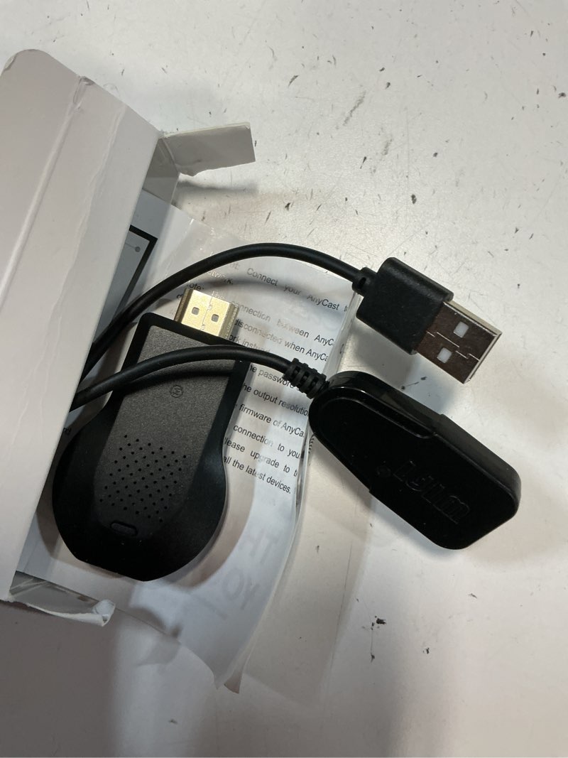 Condition photo showing As Is for hdmi wireless display dongle adapter - wifi 4k&1080p portable transmitter, streaming media video/audio/file from smartphone, laptop to hdtv/monitor/projector support windows black