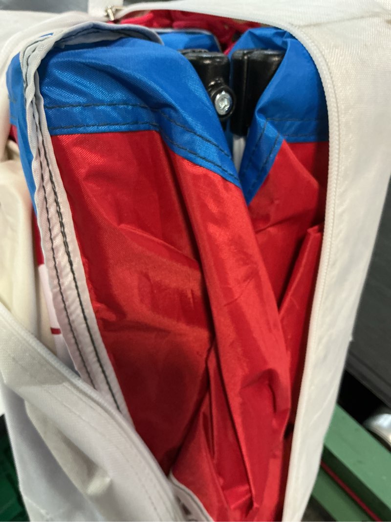 Condition photo showing Good Condition for ozark trail 10x10 instant pop up canopy tent with simple push setup – straight leg pop-up tent for tailgating, camping & events, red/white/blue
