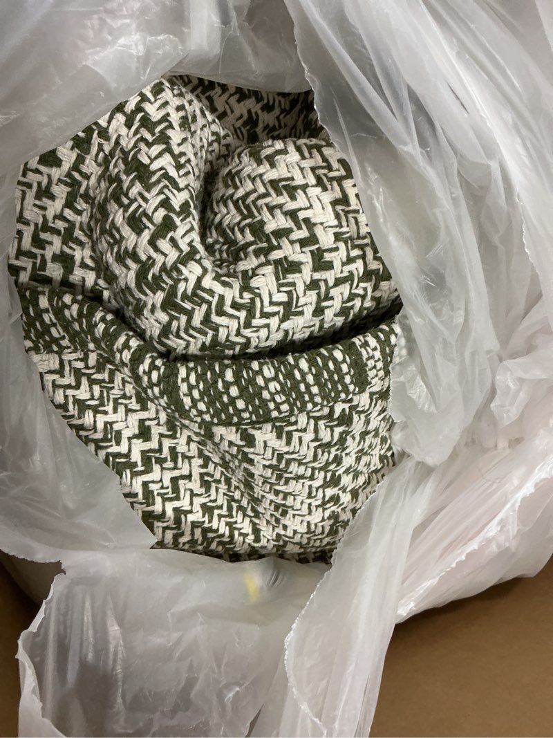 LEEVAN Washable Kitchen Rug 6' x 9', Green/Natural Bathroom Rug, Reversible Living Room Rugs, Farmho