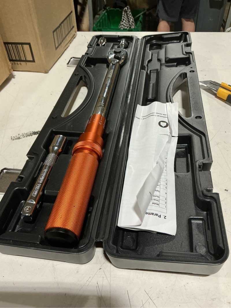 Condition photo showing Good Condition for vevor 1/2-inch drive click torque wrench, 10-150ft.lb/14-204n.m mechanical dual range scales, dual-direction adjustable with adapters extension rod 1/2-inch 10-150 ft.lb