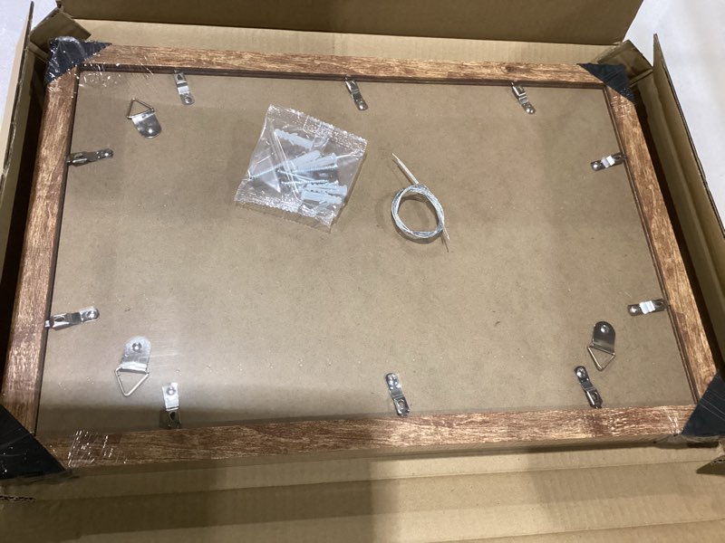 Condition photo showing New/Like New for iRahmen 11x17 Picture Frame Set of 2 with Plexiglass, Rustic Brown Wood Poster Frame 11 x 17 for Photo Wall Gallery Mounting Horizontal and Vertical Rustic Brown 11X17