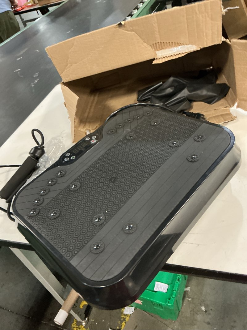 Condition photo showing As Is for shake plate, vibration plate exercise machine for lymphatic drainage, 400 lbs capacity whole body vibrating plate workout with fitness resistance bands, max vibrating frequency 250/min for weight loss