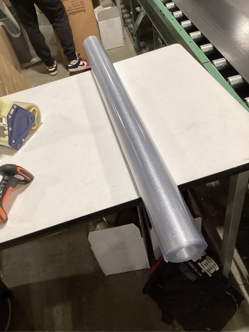 Frosted Clear Table Protector 44 x 96 Inch, 1.5mm Thick Plastic Table Cover, Waterproof PVC Clear Ta