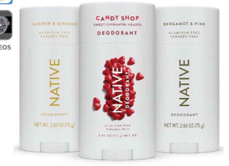 Native Deodorant Contains Naturally Derived Ingredients, 72 Hour Odor Control | Seasonal Scents, Aluminum Free with Baking Soda | Bergamot and pine, Juniper and Genseng , Candy shop - Variety 3 Pk