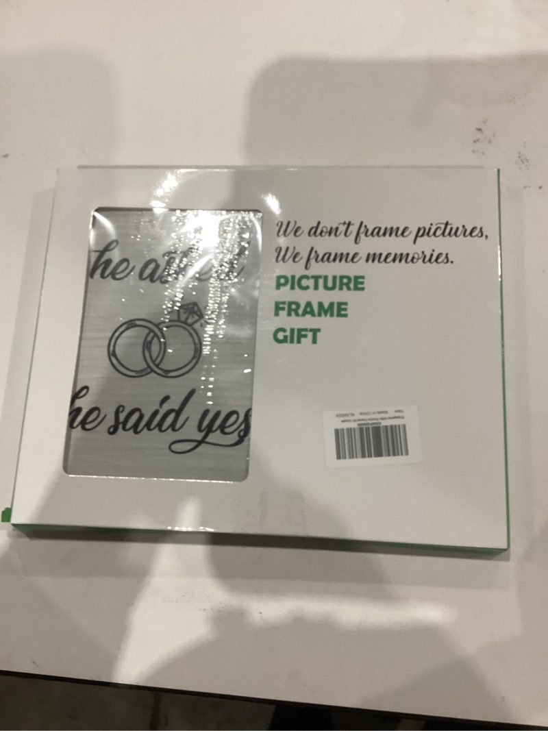 Condition photo showing New/Like New for Engagement Gifts for Newly Married Couples, Wedding Picture Frame, He Asked She Said Yes, 4x6 Inch Photo
