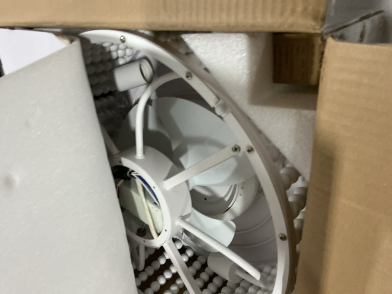 Condition photo showing Good Condition for Ceiling Fans with Lights and Remote, Caged Ceiling Fan with Handcrafted Beaded Décor 6 Speeds Reversible 19 inches Bulbs Included for Flush Mount Ceiling, White