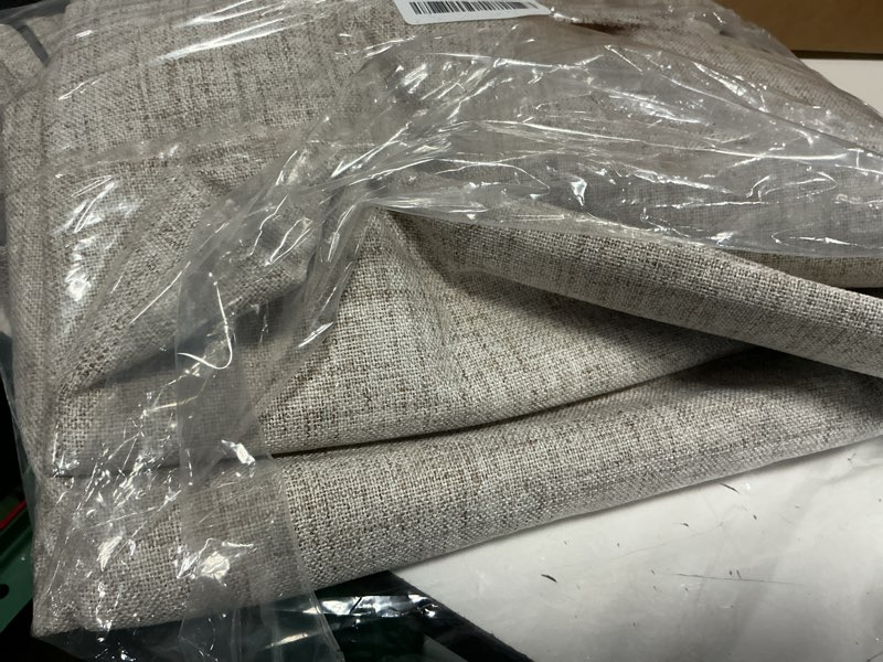 Condition photo showing As Is for ryb home natural beige 100% blackout linen curtains 72 inch long, thermal insulated & privacy assurd drapes for bedroom/office/nursery, rod pocket & back tab window treatment, w52 x l72, 2 panels 52"w x 72"l (pack of 2) natural beige
