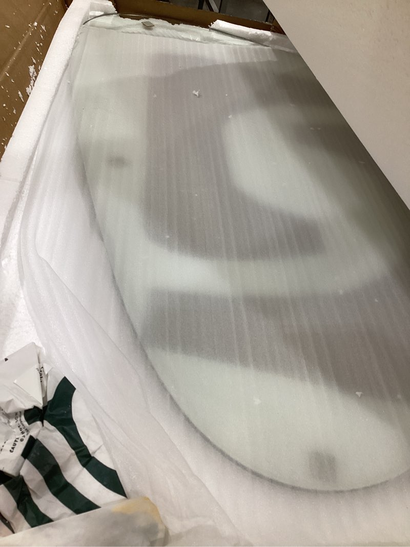 Condition photo showing As Is for modern glass coffee table for living room, mid century coffee table, small coffee tables, suitable for bedroom living room reception office tables (walnut/transparent, medium) walnut/transparent medium 35.8 * 25.5 * 16in