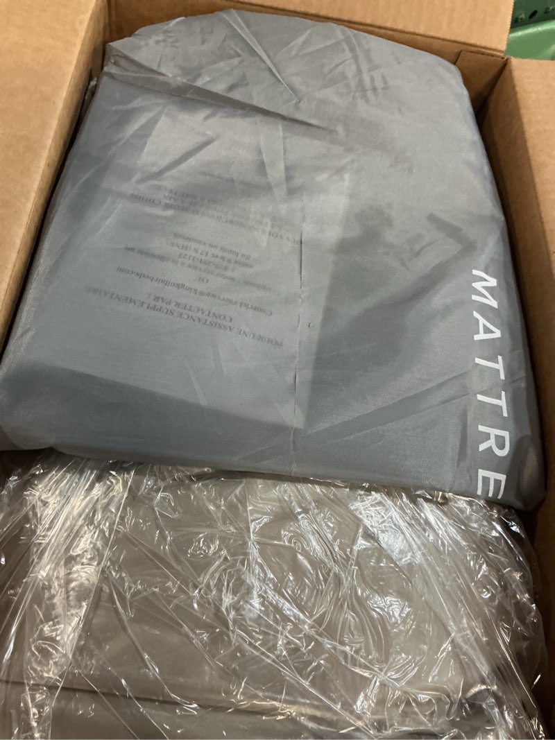 Condition photo showing As Is for king koil luxury air mattress 20in full size beige with built-in pump for home, camping & guests-inflatable airbed luxury double high adjustable blow up mattress, durable - portable and waterproof beige full 20"