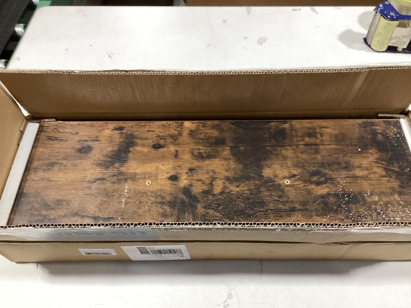 Condition photo showing Good Condition for INHABIT UNION Rustic Brown Floating Shelves for Wall?24in Wall Mounted Display Ledge Shelves Perfect for Bedroom, Bathroom, Living Room and Kitchen Decoration Storage (Rustic Brown, Set of 2) Rustic Brown 24 Inch