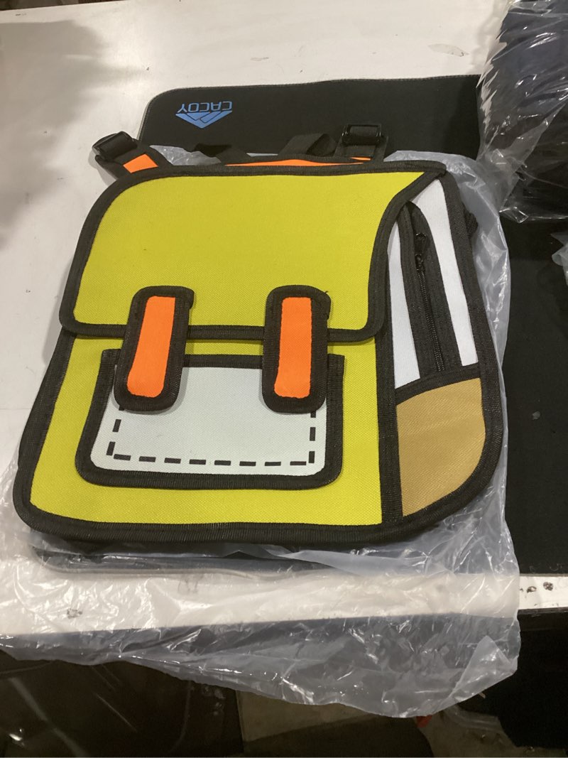 Condition photo showing Good Condition for 3d jump style kawaii backpack sketch cute cartoon 2d drawing from comic paper anime bookbag school supplies fun daypack (yellow)