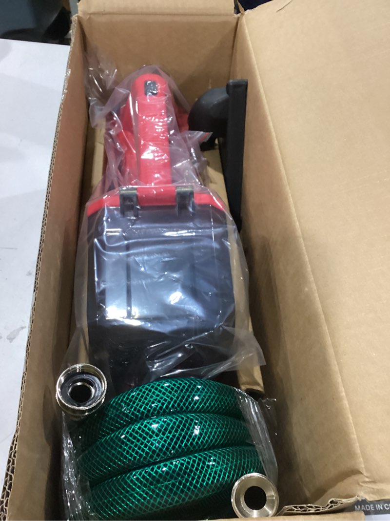 Condition photo showing As Is for brushless water transfer pump compatible with milwaukee 18v battery (tool only), 1/4hp 540gph cordless self priming utility pump for pool draining, pond, watering, garden, tank red