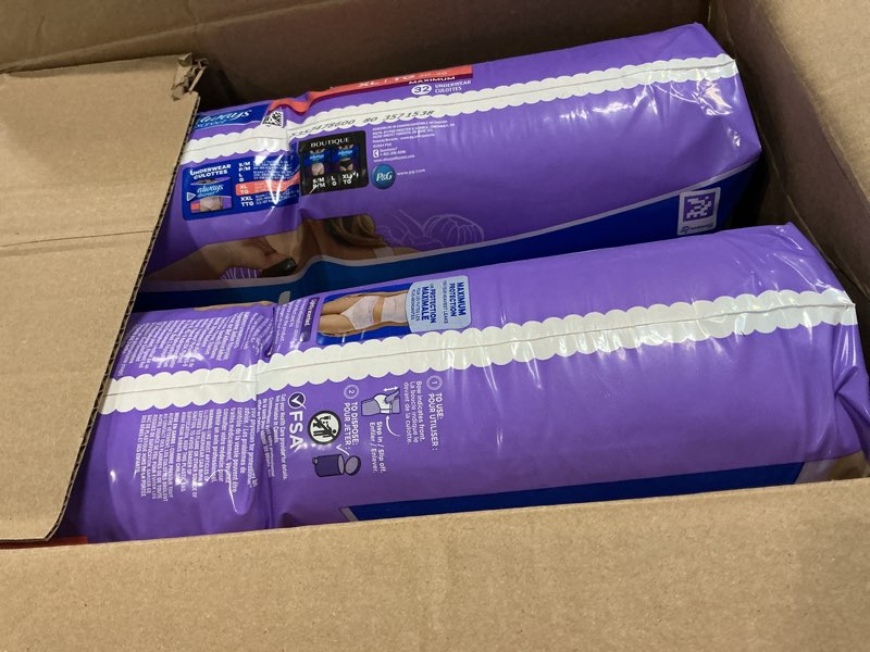 Condition photo showing New/Like New for Always Discreet Adult Incontinence Underwear for Women and Postpartum Underwear, Extra Large, Up to 100% Bladder Leak Protection, 64 Count (2 Packs of 32) X-Large 64