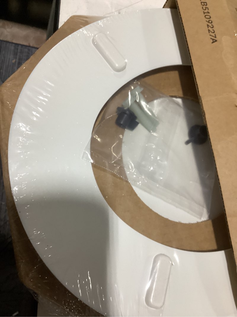 Condition photo showing As Is for bemis 1500ec 390 lift-off wood elongated toilet seat, cotton white (pack of 1) elongated basic