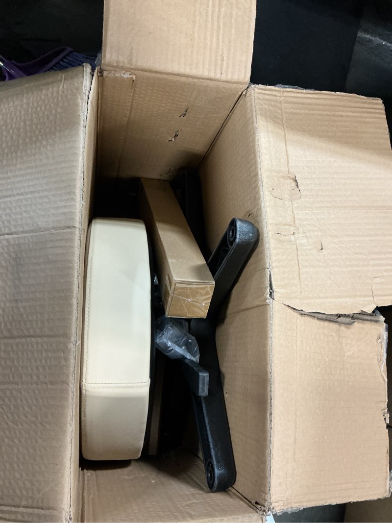 Condition photo showing As Is for JMU Rolling Stool Heavy Duty 400lb with Wheels,PVC Leather Large Seat Stool,Adjustable Height for Medical Tattoo Office Lab Dentists Healthcare (Moco Beige) no footrest Moco Beige