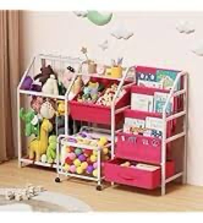VORTULIUK Kids Bookshelf and Toy Storage, Kids Book Shelf for Kids Rooms, Montessori Bookshelf with 