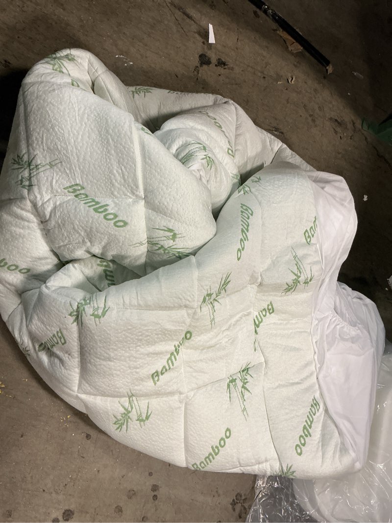 Condition photo showing As Is for hyleory mattress topper queen size - bamboo-viscose plush pillow top mattress pad, thick mattress protector cover breathable fluffy soft bed topper with 8-21" deep pocket, green green queen