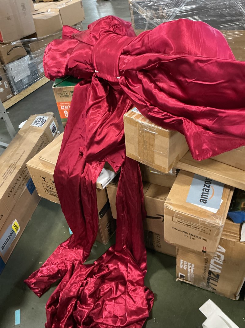 Condition photo showing Good Condition for  Christmas Bow Outdoor Oversized Red Burgundy Silk Bow for Extra Large Christmas Tree Wreath Outside Wall Store Building Garage Front Door Indoor Home Room Backdrop Decor