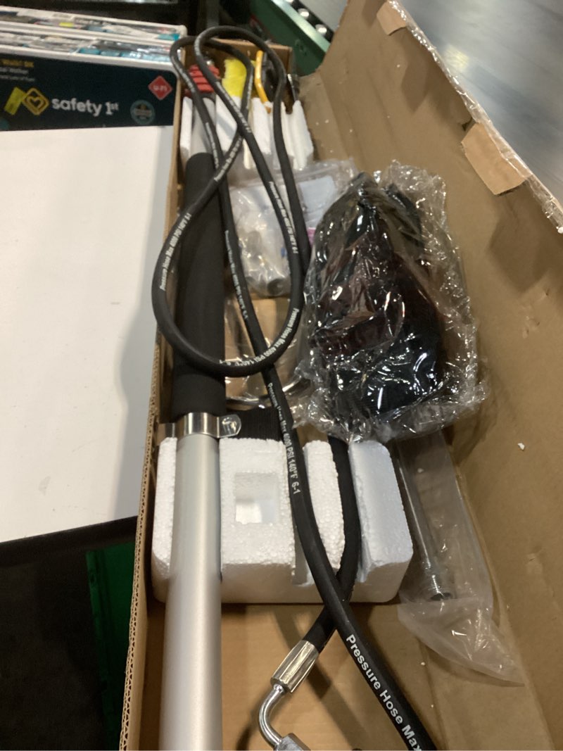 Condition photo showing Good Condition for 24ft telescoping pressure washer wand kit - 2 extension poles, gutter cleaner, brush, pivoting coupler & 7 nozzles for roof, deck, vehicle, sidings 24 ft pro