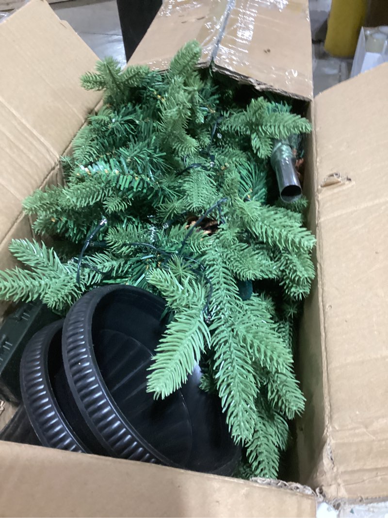 Condition photo showing As Is for JOYHALO 2Pcs Set 4FT Outdoor Christmas Trees for Porch with 60 Remote Controlled Warm White and Multicolor LED Lights, Pre-lit Potted Christmas Tree with PVC&PE Branches