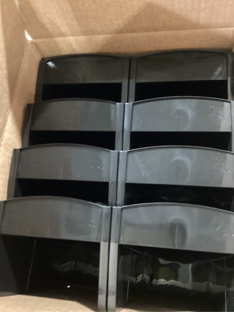 Condition photo showing Good Condition for iris usa large stackable storage bins, 8-pack, 13"l x 6"w x 5"h, |made in usa|, plastic open front shelf bin for organizing parts, hardware, tools, supplies, garage shelf, pantry - black large - 8 pack black