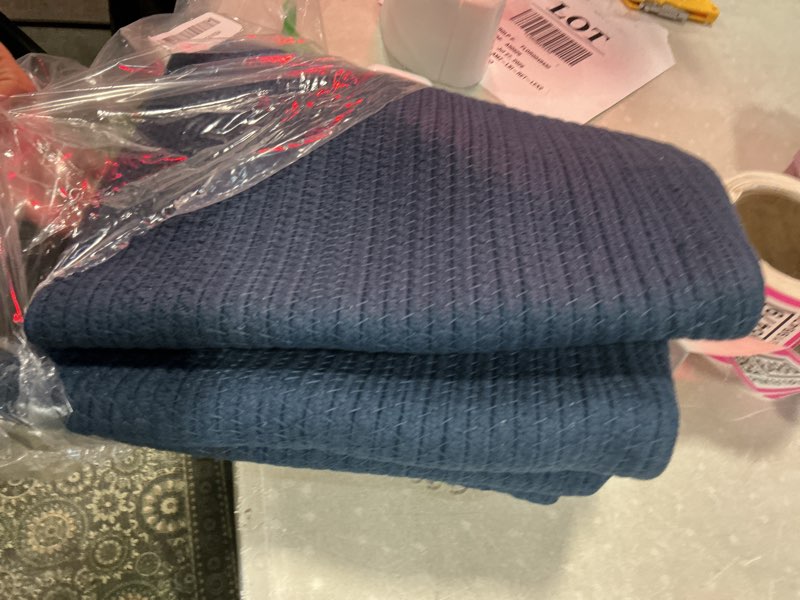 Condition photo showing Good Condition for oiahomy 75l large blanket basket, woven storage basket with handle, cotton rope basket 22”x17”x12”,blanket basket living room, toy basket for nursery, blue blue 22”x17”x12”