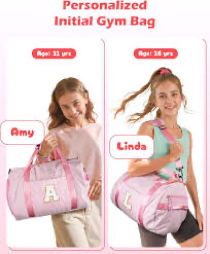 Teen Girl Gifts Trendy Stuff-Initial Duffle Bag for Travel, Carry on Bag Duffel Bags, GYM Weekend Ov
