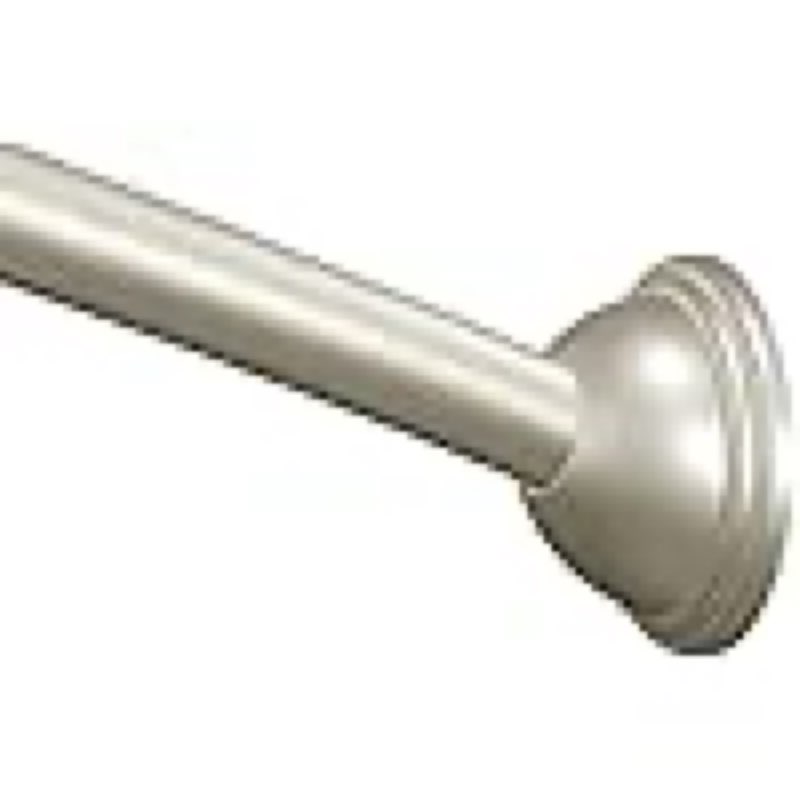 moen curved adjustable length fixed mount single shower curtain rod for bathroom, brushed nickel finish, csr2160bn