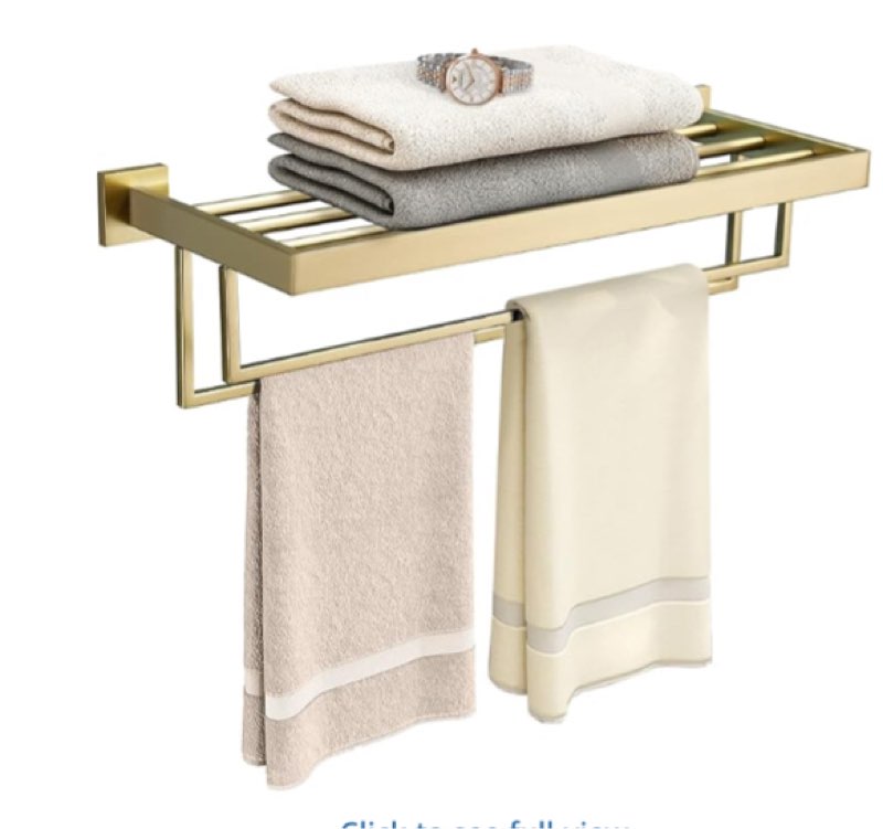 TURS Bathroom Towel Rack Polished Towel Shelf with Towel Bar Stainless Steel Wall Mounted Towel Holder Towel Rail 24 Inch
