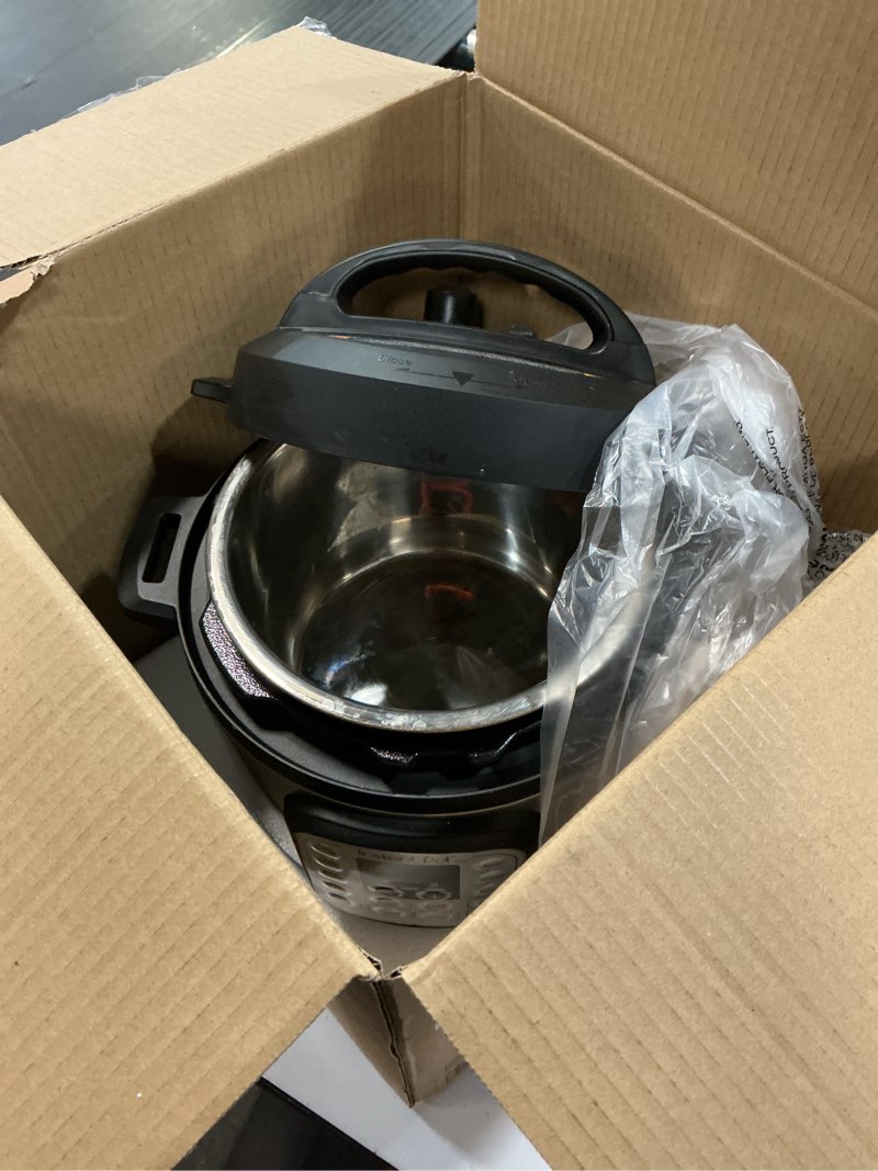 Condition photo showing As Is for Instant Pot Duo 7-in-1 Mini Electric Pressure Cooker, Slow Rice Cooker, Steamer, Sauté, Yogurt Maker, Warmer & Sterilizer, Includes Free App with over 1900 Recipes, Stainless Steel, 3 Quart