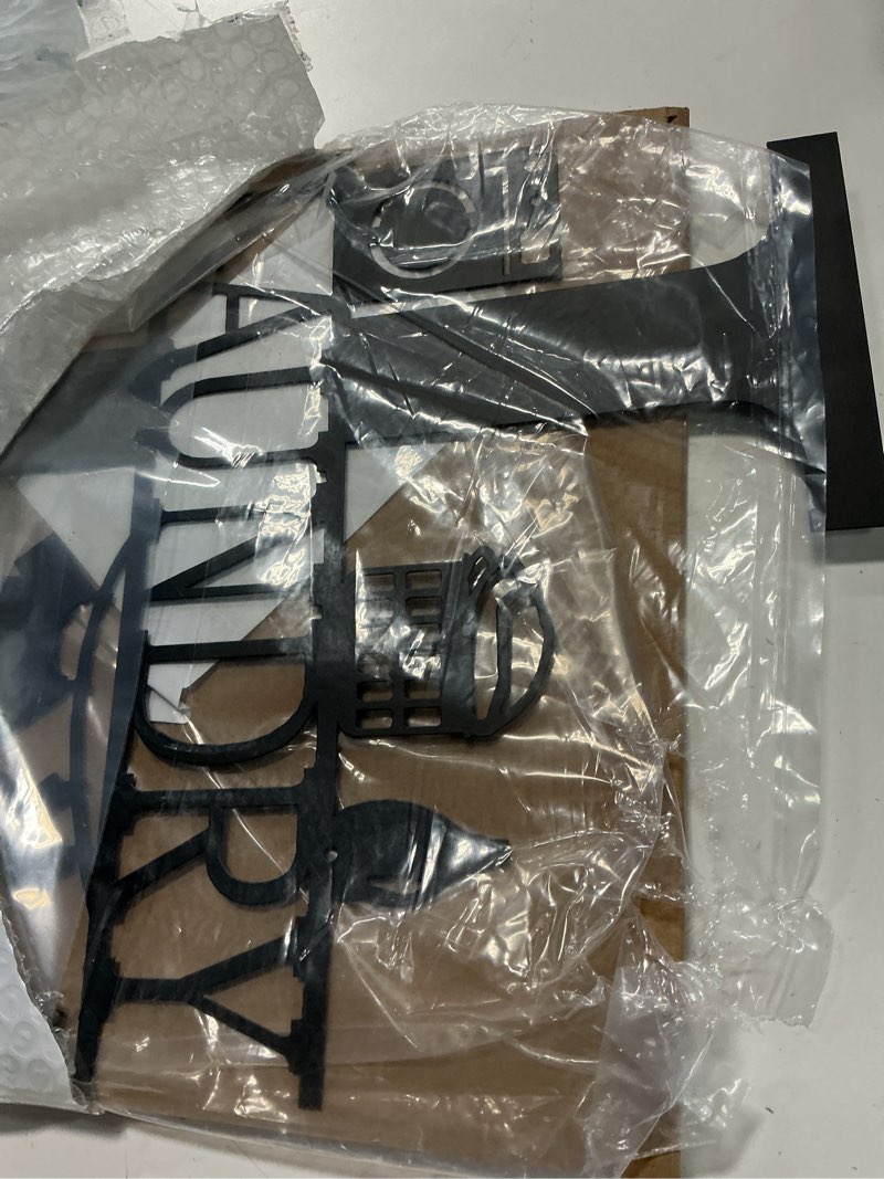 Condition photo showing New/Like New for xort laundry room decor sign, vintage metal laundry sign wall art for modern home, kitchen, bathroom hanging decoration (black - 12 x 14 inch) black - laundry sign 12 x 14 inch