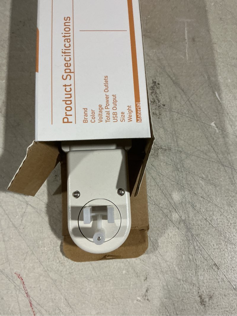 Condition photo showing As Is for electrical outlet extender stick - features usb-a, usb-c and 2 ac outlets, extends 22"-34", rotates 180° access hard-to-reach outlets, wall plug power socket expander nightstands, sofa, desks and more white