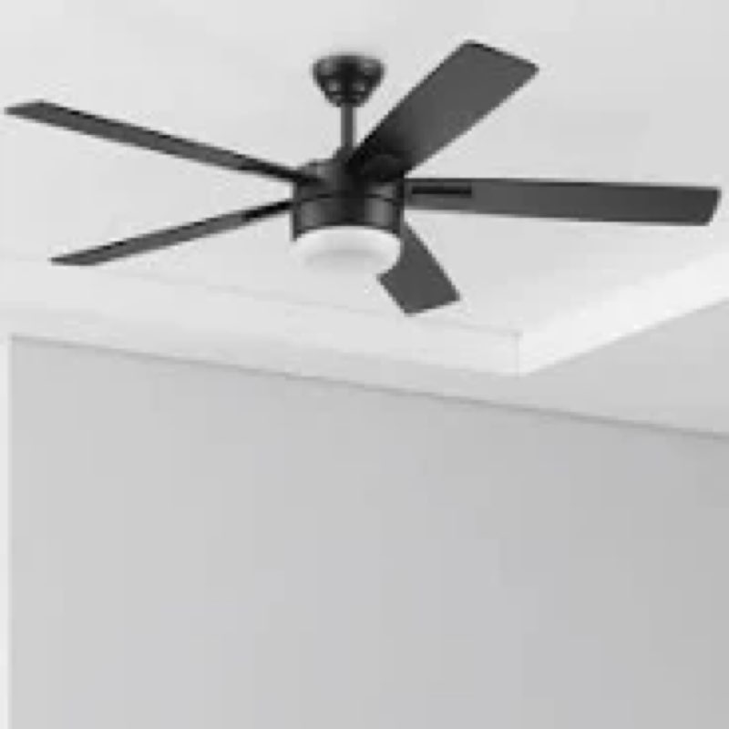  harbor breeze boltz iii easy2hang 52-in matte black with black blades integrated led