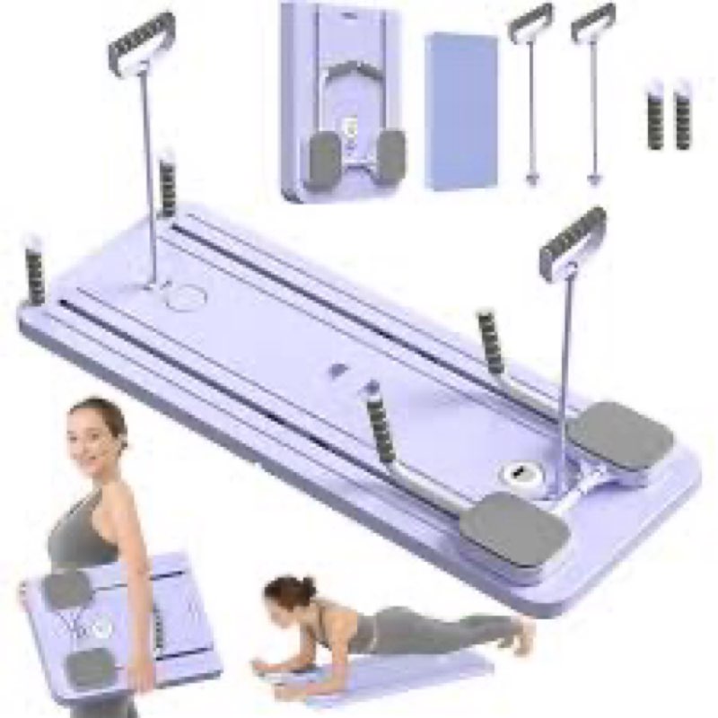 Pilates Reformer Board Set - 2025 Foldable 8-in-1 Pilates Machine for Full Body Workouts, Ab Core Trainer with Resistance Bands, Portable Home Pilates Equipment for Women & Men Black-1