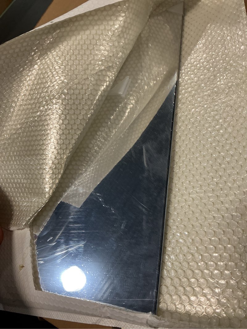 Condition photo showing Good Condition for 20x20 in acrylic mirror sheet for wall, 2.5mm thick unbreakable non glass body mirror tile self adhesive mirror stickers rectangular wall mirror for bathroom bedroom home gym door decor 19.7"l x 19.7"w