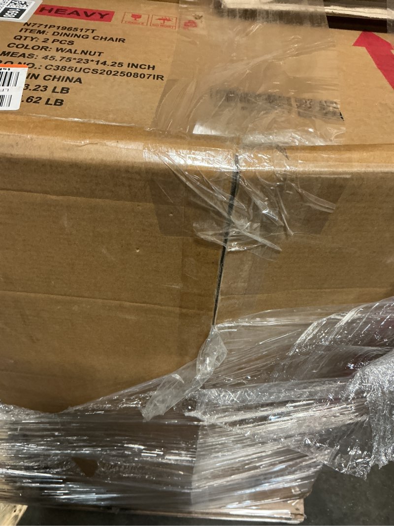 Condition photo showing Good Condition for (Incomplete )Lilia Dining Chairs Set of 2, Modern Dining Chair with Fabric Upholstery, Rubberwood Frame Kitchen Chairs with Cane Webbing, Extra Seat for Dining Room, Beige + Walnut