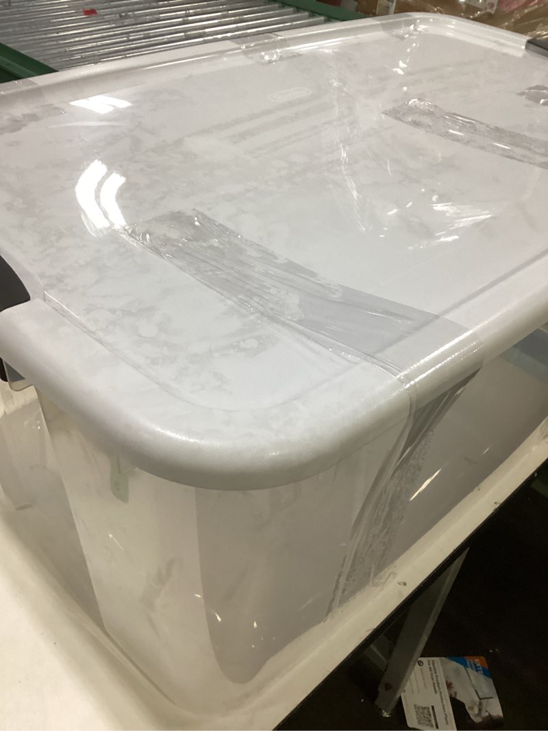 Condition photo showing As Is for (1 pcs)Sterilite 116 Quart Clear Stackable Latching Storage Box Containers  1Pack