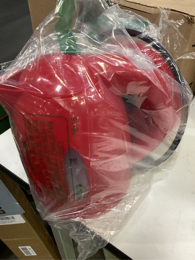 Condition photo showing As Is for OVENTE Electric Kettle, 1.7L Fast Boiling Water Heater for Coffee or Tea, BPA Free with Water Level Gauge, Auto Shut-Off, Boil-Dry Protection, Indicator Light and Removable Filter, Red KP72R